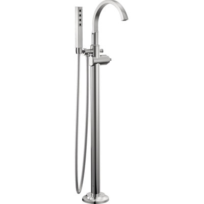 Tetra Freestanding Tub Filler with Hand Held Shower, Bathtub Faucet, Floor Mount Tub Faucet