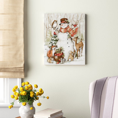 " Woodland Snowman " by Susan Winget Painting Print