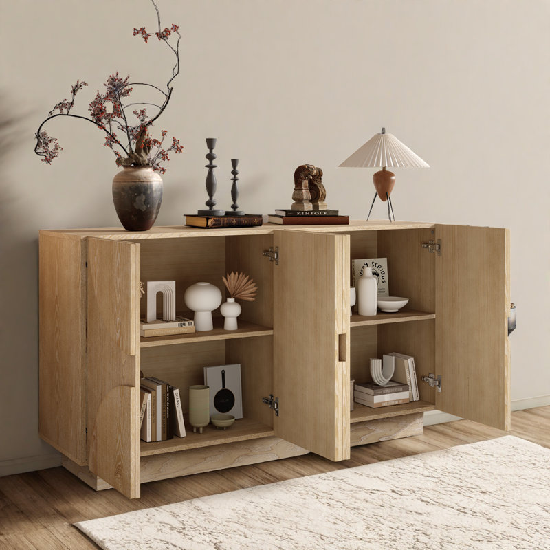 Buffet 56 po Rustic-Chic - Armoire de rangement à poignée semi-circulaire, Naturel