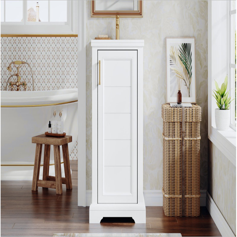 Ensemble de meuble-lavabo sur pied 16 po avec lavabo en céramique, ensemble de meuble-lavabo simple autoportant avec porte à fermeture douce et tablette réglable