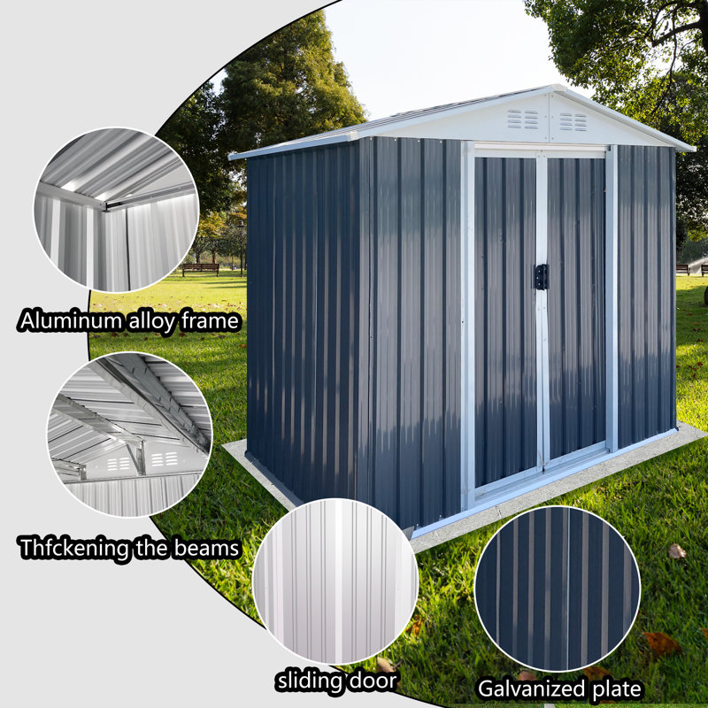 Metal Garden Shed For Patio Backyard Tools House Storage Shed, 29.8" H x 67.6" W x 46.4" D
