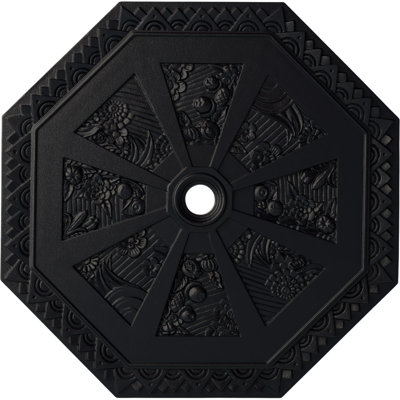 Endurathane Spring Octagonal Ceiling Medallion, 29 1/8"OD x 2 1/4"ID x 1 1/8"P (Fits Canopies up to 3"), Hand-Painted Steel Gray Finish