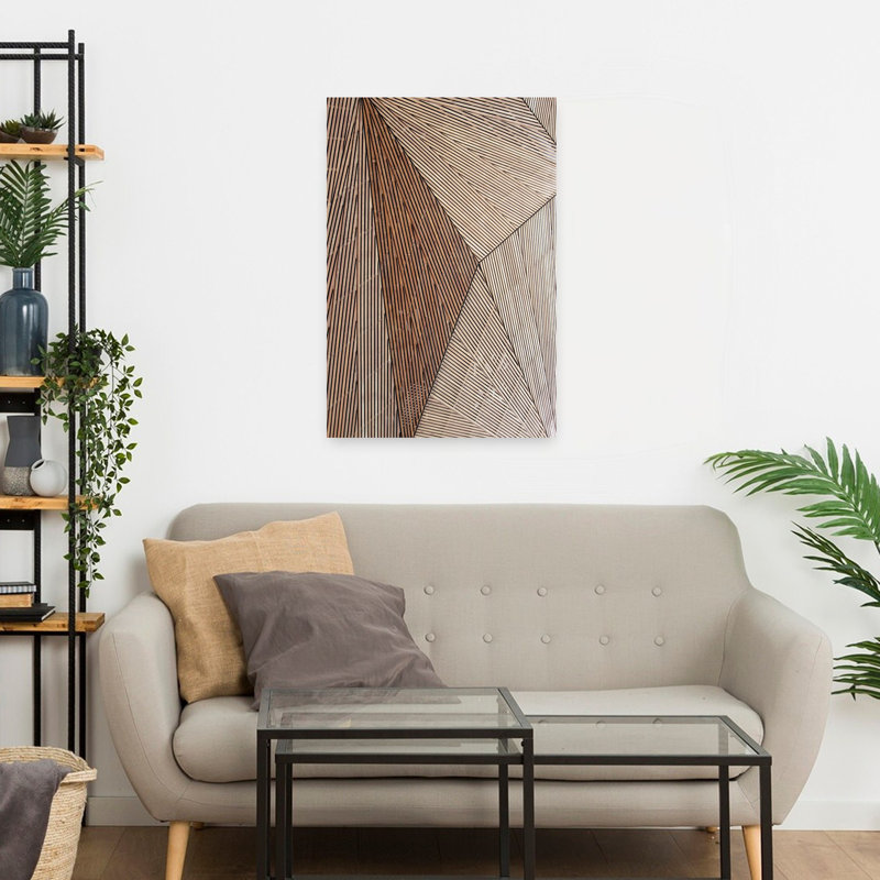 Structure en bois, art abstrait contemporain, H 24 po x l 16 po
