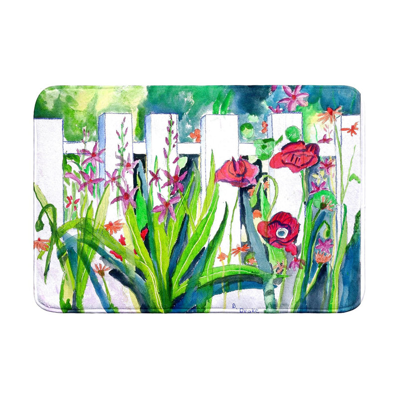 Tapis de bain pour clôture et fleurs, L 36 po x l 24 po