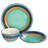 Service de table 12 pièces en grès multicolore vert