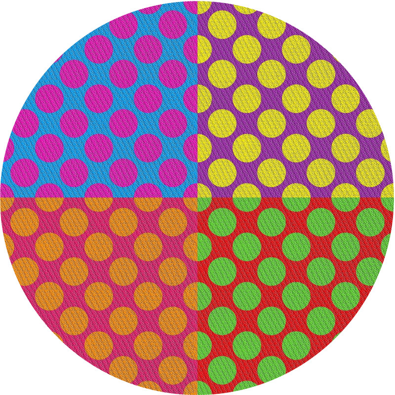 Tapis rouge/vert/bleu, Rond 5 pi
