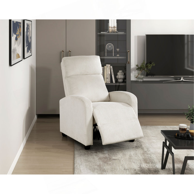 Fauteuil inclinable moderne à dossier en velours côtelé moelleux et confortable en bois massif 1pc, Beige