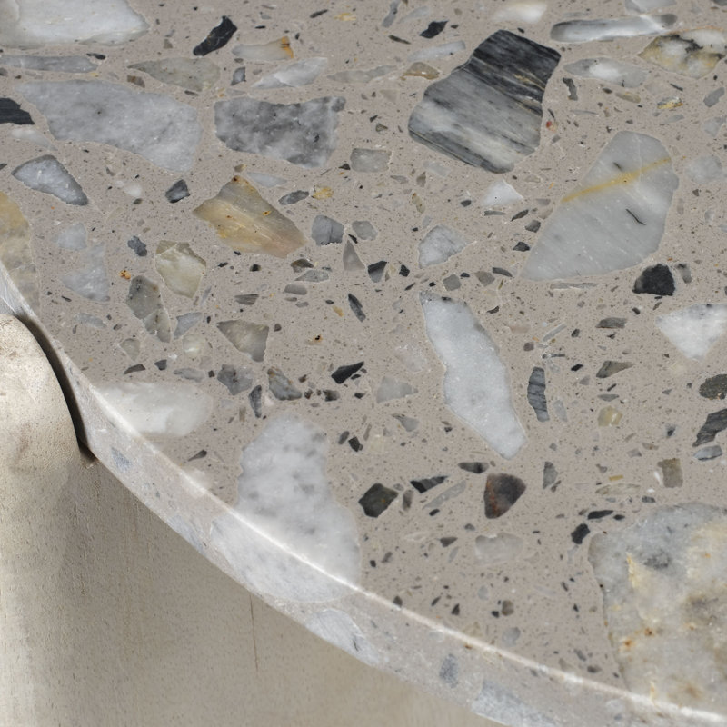 Quarry Stone End Table, Gray/White