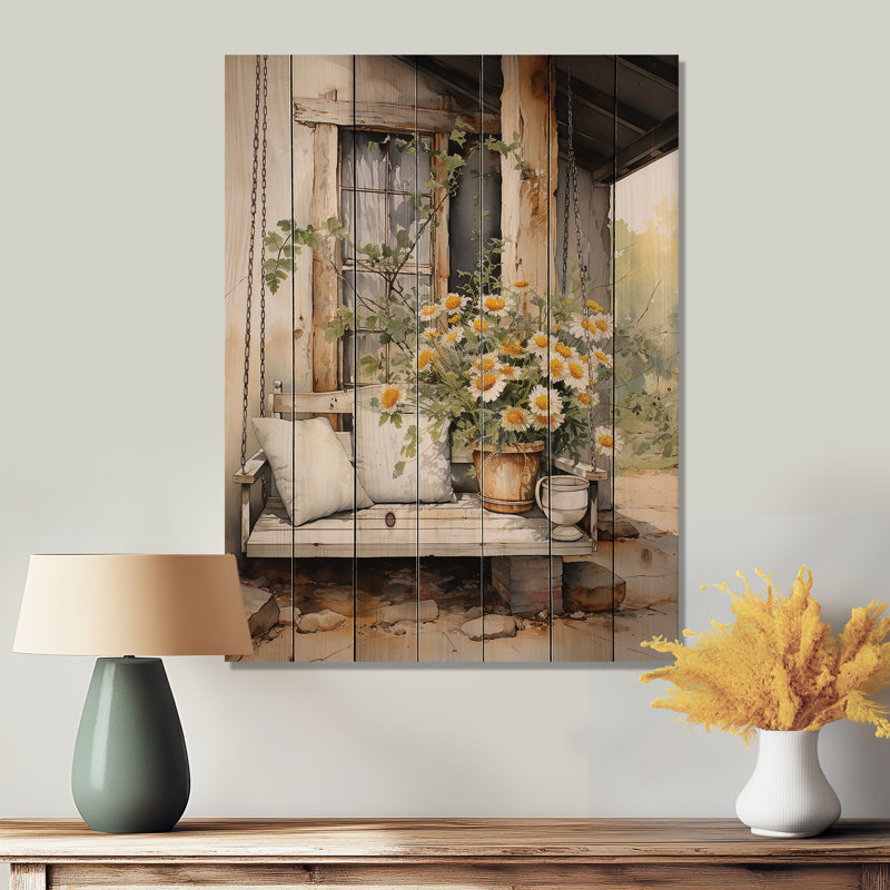 Farmhouse Gentle Breeze III On Natural Wood Print, 32" H x 24" W x 0.78" D