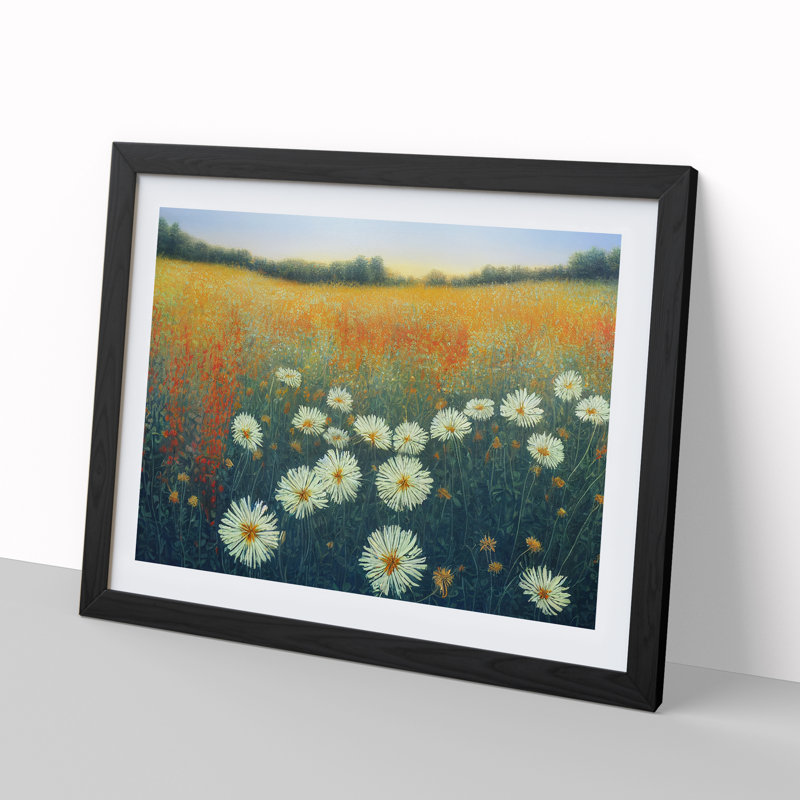 Sumptuous Wildflowers Floral - Single Picture Frame Painting, Black Framed, 46cm H x 64cm W x 2cm D