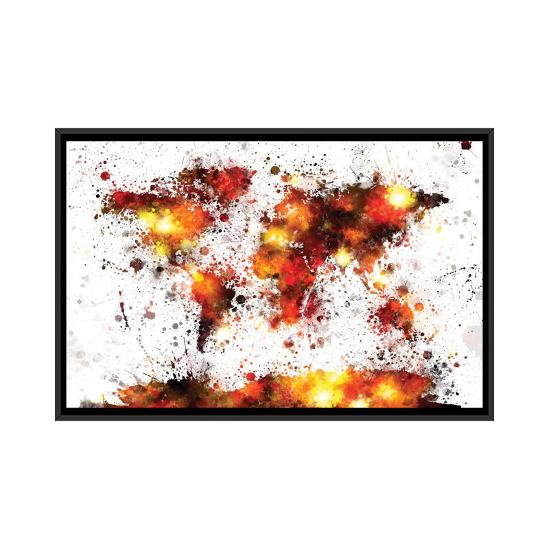 Série de carte du monde : phénomènes solaires, impression sur toile tendue, Toile avec cadre noir, Pas de tapis