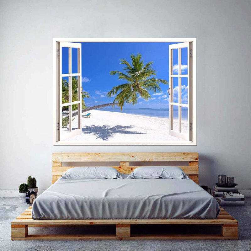 Murale Askew Palm sur la plage, L 32 po x l 24 po