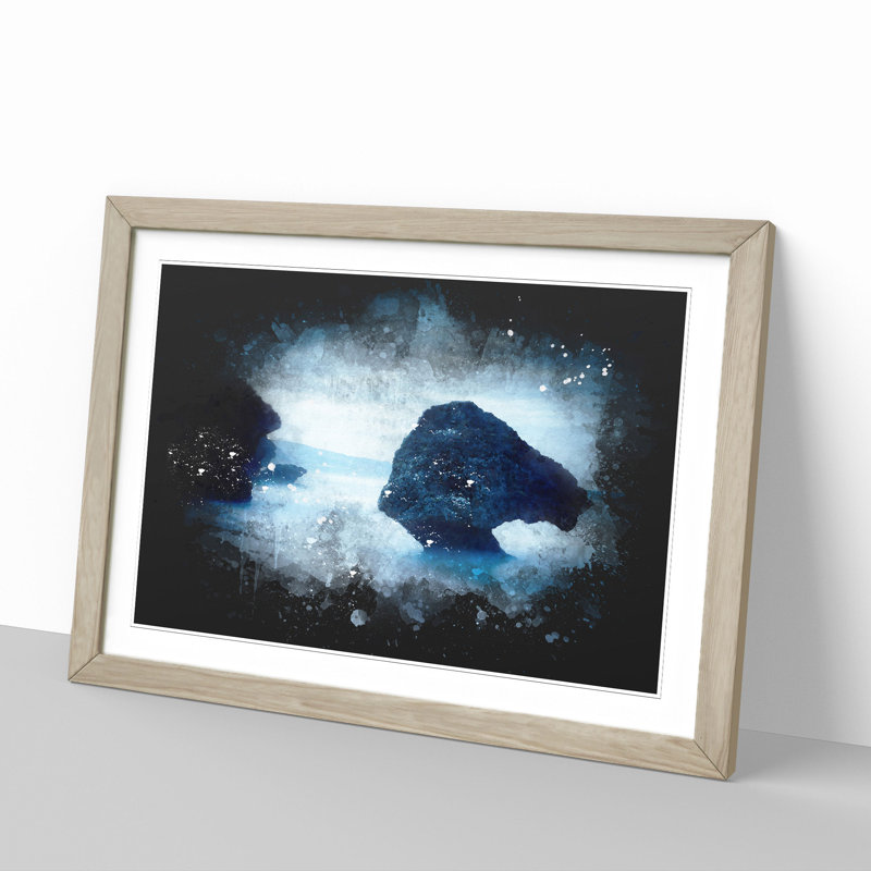 Barbados Beach - Picture Frame Graphic Art, 36cm H x 48cm W x 2cm D, Oak