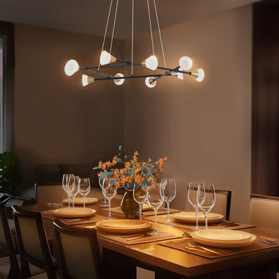 Neydi 10-Light Black & Gold Sputnik LED Chandelier 
