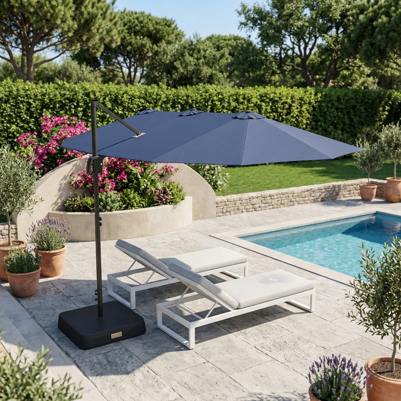 Parasol d'extérieur rectangulaire en porte-à-faux 155,5 "x 90,6", Bleu