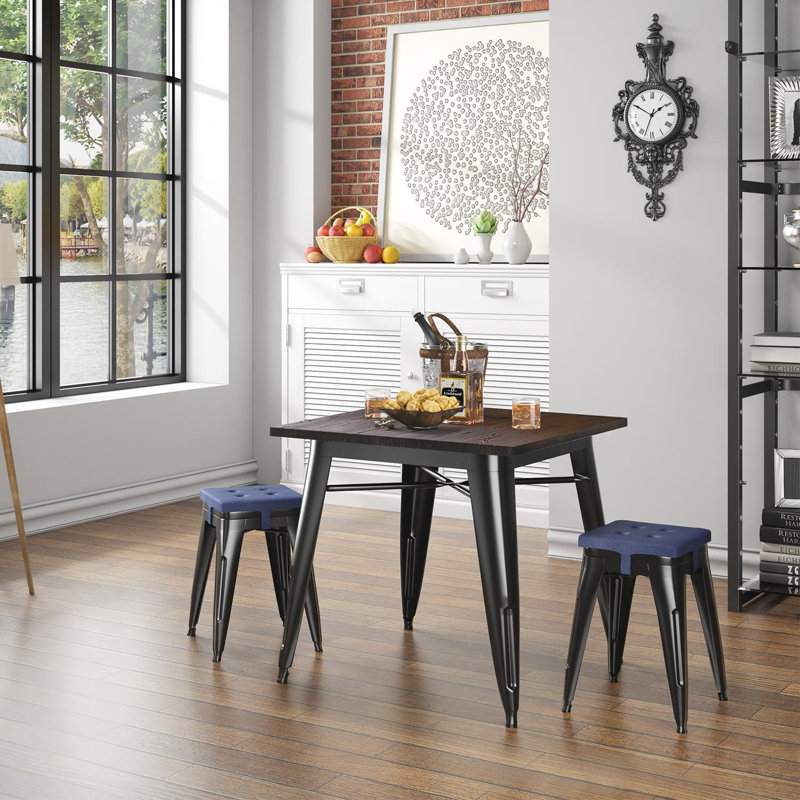Tabouret de bar 18 po Forand, Bleu, Noir lustré