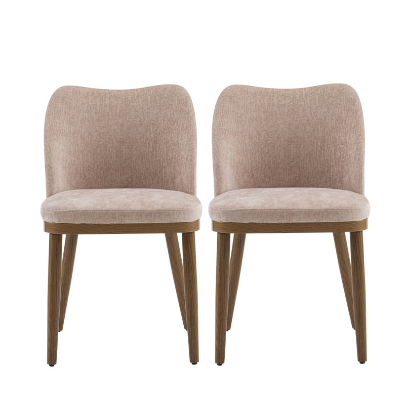 Manzella Fabric Upholstered Dining Chairs, Apricot