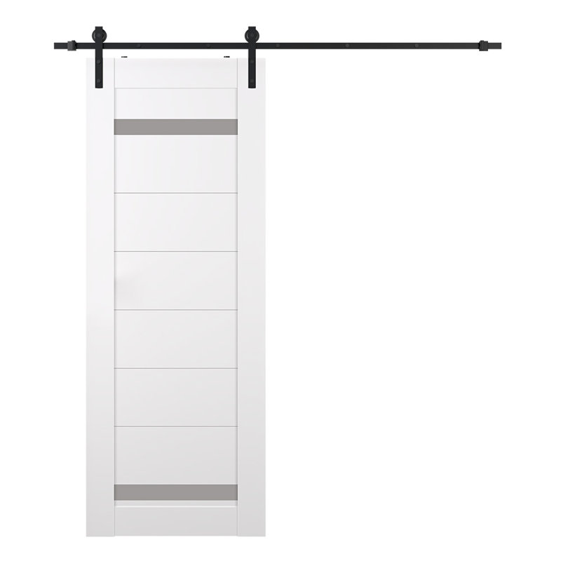 Porte de grange en lambris de bois manufacturé avec ensemble d'installation, Chêne gris, 27,75 po x 83,23 po