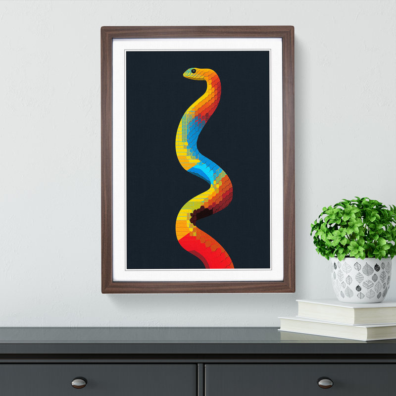 Python Minimalism Art - Framed Print, Walnut Framed, 34cm H x 25cm W x 2cm D
