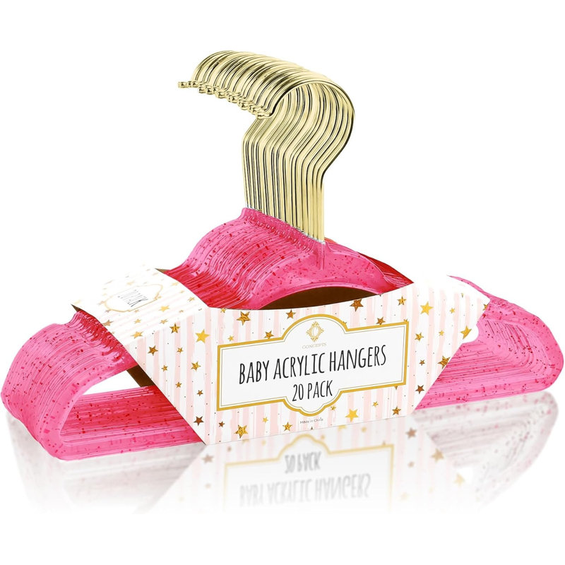 Cintres 20 pièces en acrylique à paillettes roses pour bébé avec encoches antidérapantes, Or / rose
