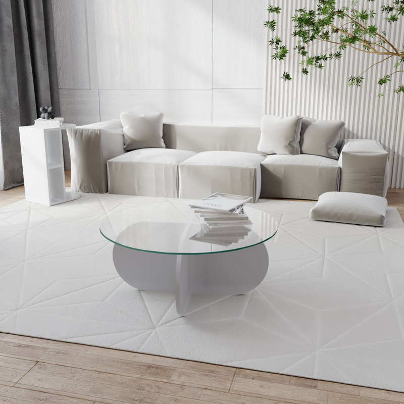 Table basse moderne blanche de 29,5 po x 13,8 po x 29,5 po | 100% plateau en verre trempé et 100% panneau de particules recouvert de mélamine, épaisseur: 0,7 pouce | Conception élégante et durable, parfaite pour le salon et les espaces contemporains