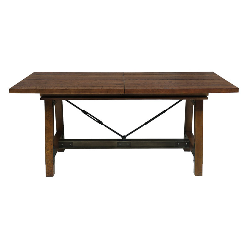 Table de salle à manger à rallonge Jerame, Brun foncé 1