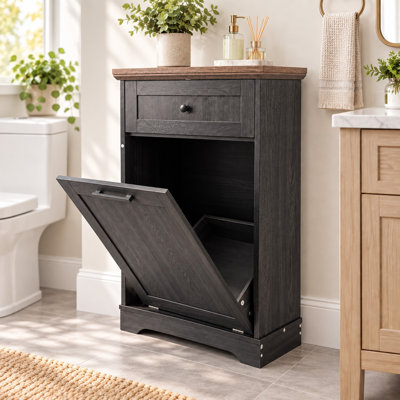 10 Gallon Tilt Out Trash Cabinet with Drawer and Pet Proof Design