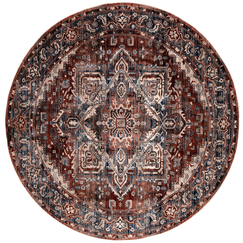 Vintage Persian Performance Oriental Rug, Round 6'7"