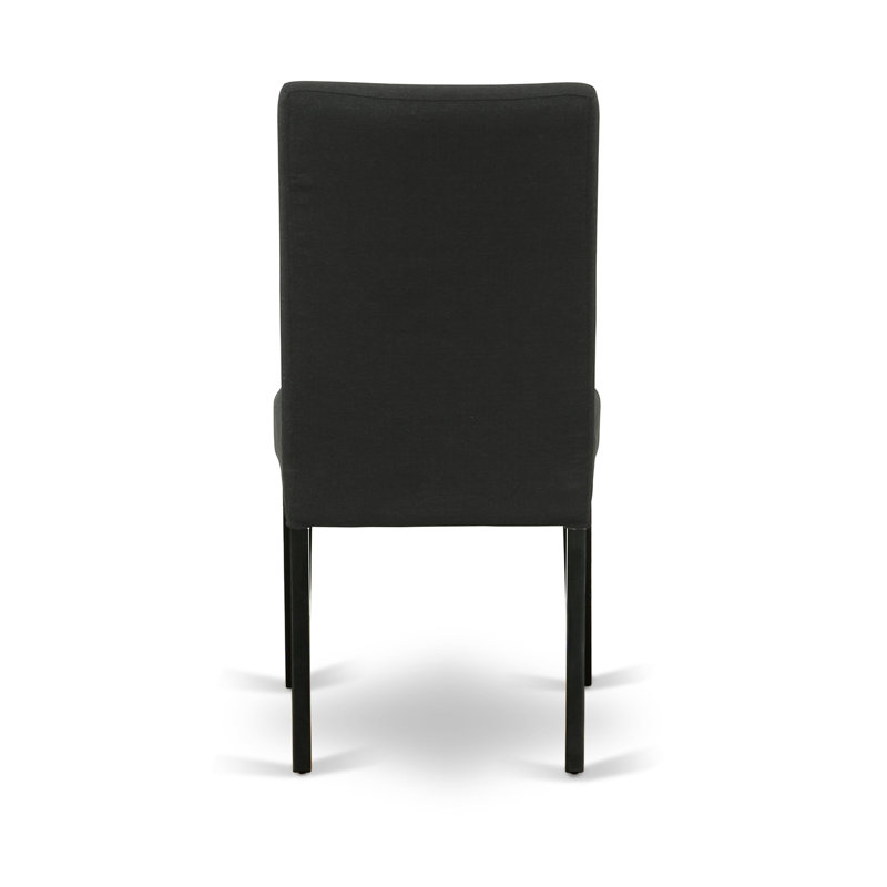 Driscol Parson Chairs - Black Color Linen Fabric Padded Dining Chairs, Set of 2, Black, Black, Black