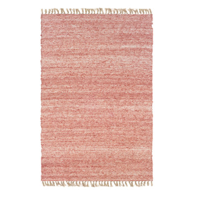 Brogan Berber Reversible Natural and Red Wool Area Rug with Jute Core and Jute Fringe