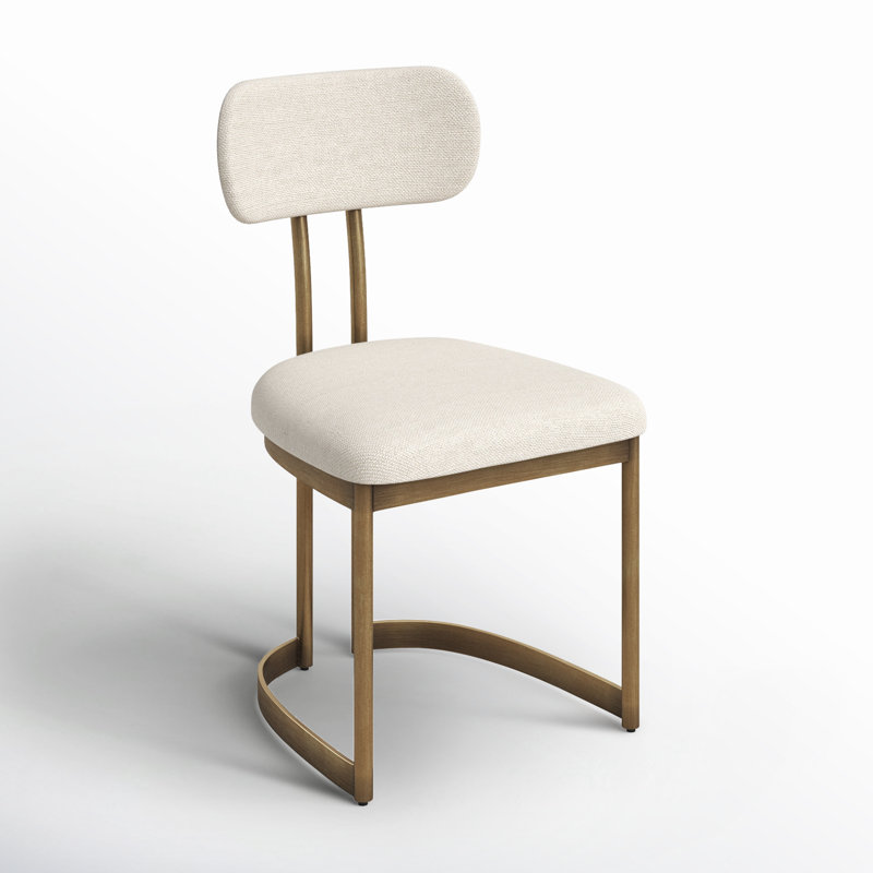 Margot Upholstered Dining Chair, Linen Off White Dhurrie