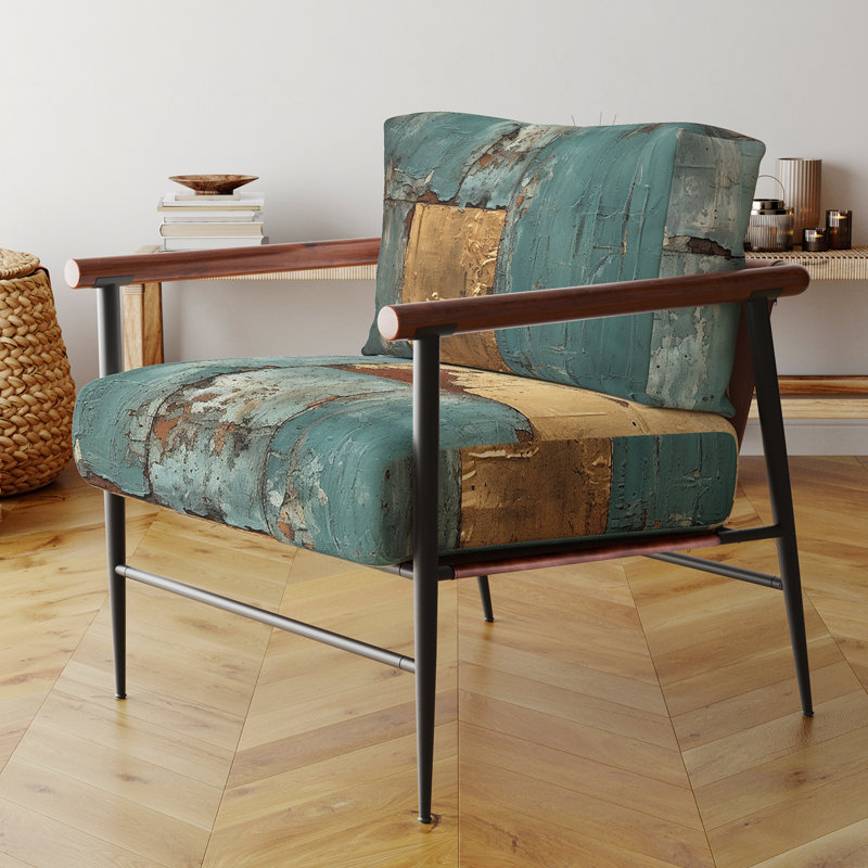 Fauteuil Kintsugi Retro Glam Vintage Gold On Turquoise I, Noir