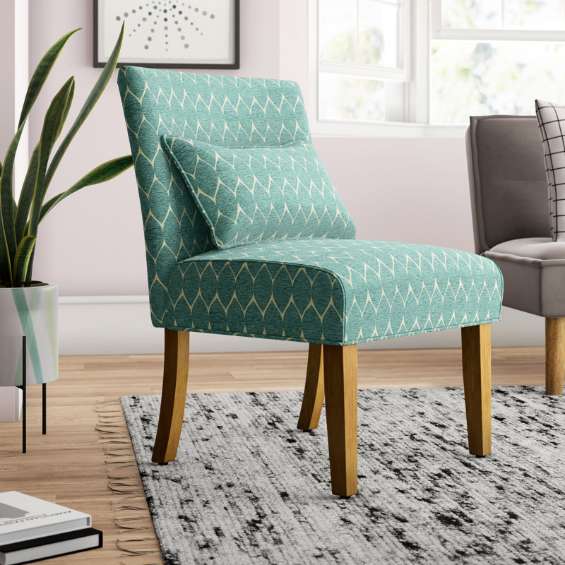 Canita Upholstered Slipper Chair, Teal Polyester