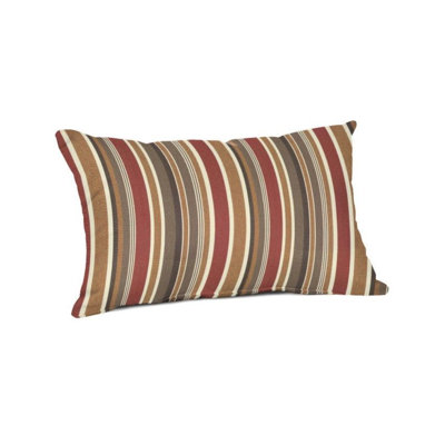 Casual Cushion Stripe Sunbrella® Fabric 1-Piece Indoor/Outdoor Lumbar Pillow, 19"W x 12"L, Brannon Redwood