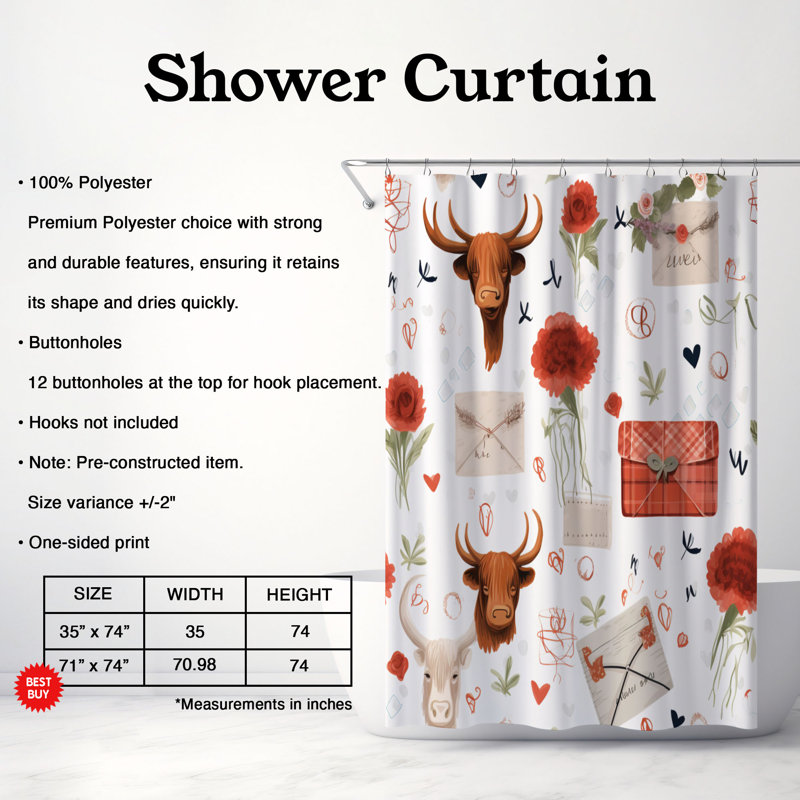 Rideau de douche Sweet Cow - Premium, H 74 po x l 71 po