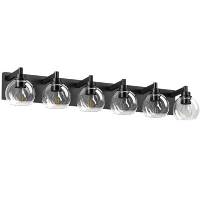 Luminaire de salle de bain Modern Light, meuble-lavabo noir mat - pour salle de bain / cuisine / couloir, abat-jour en verre transparent + base en métal, compatible avec une ampoule E26, installation vers le haut / bas, facile à monter