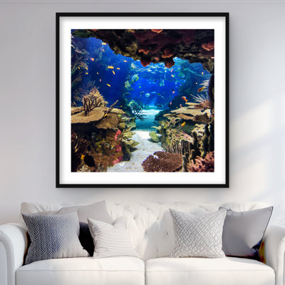 Aquarium turquoise, reproduction encadrée matte | Décoration intérieure