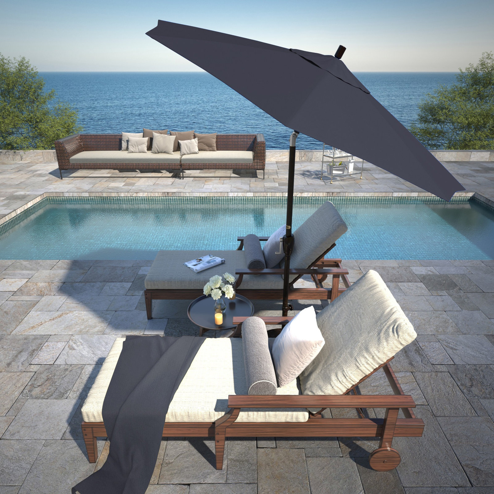 Lexia 7.5' Sunbrella® Umbrella, Spectrum Indigo Sunbrella®, Bronze