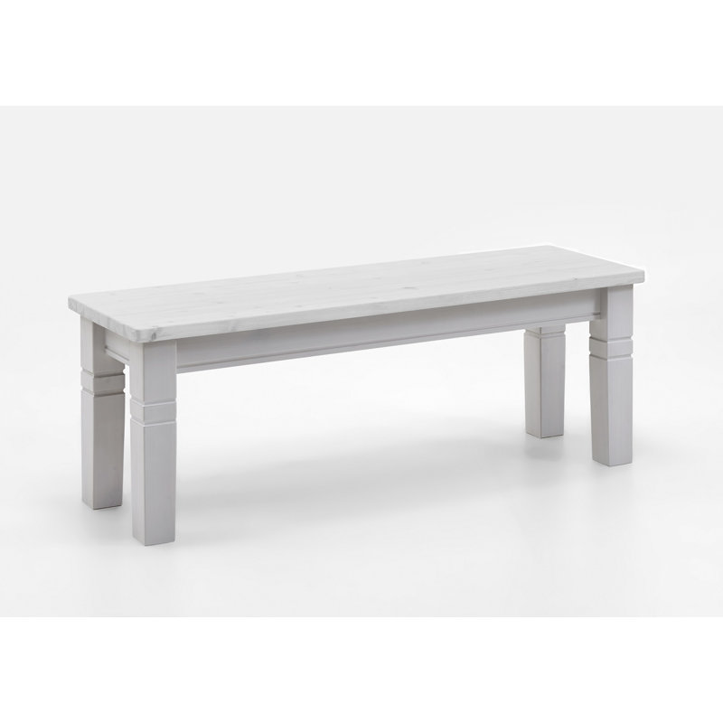 Polebridge Solid Wood Bench, White