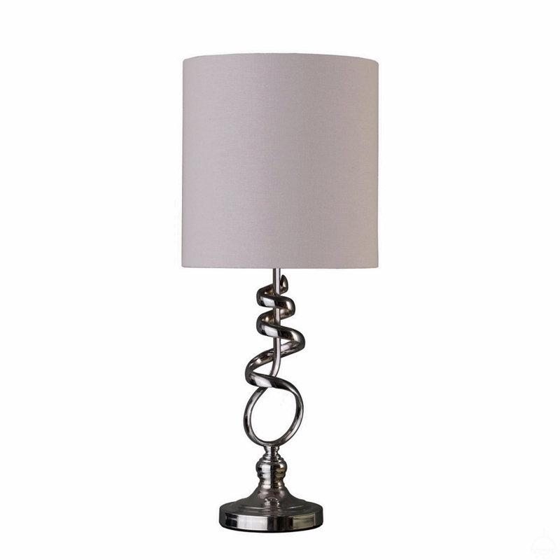 Abstract Brushed Silver Metal Table Lamp