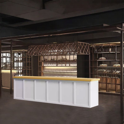 Large Rectangular Bar Counter，Rustic Reception Desk