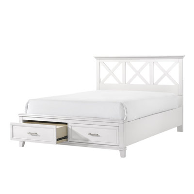 Lit de rangement très grand King X, blanc, bois massif et matériaux, tête de lit style transitionnel, 84,16 po Large, 87,87 po de profondeur, 50,89 po de hauteur, poids de L 37,94 po
