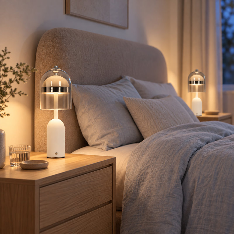 Lampe de table sans fil Accent, lampe de table à DEL rechargeable, lampe portative (ensemble de 2), Gris / Blanc, 2
