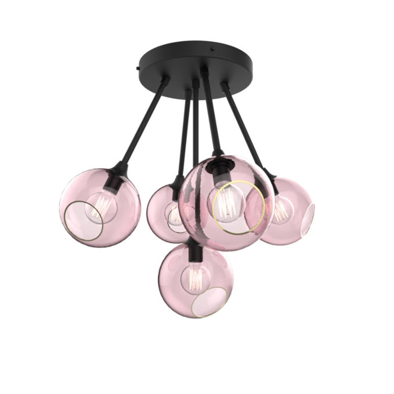 Luminaire suspendu sphère 5 lumières Ballroom Molecule, Rose, Noir