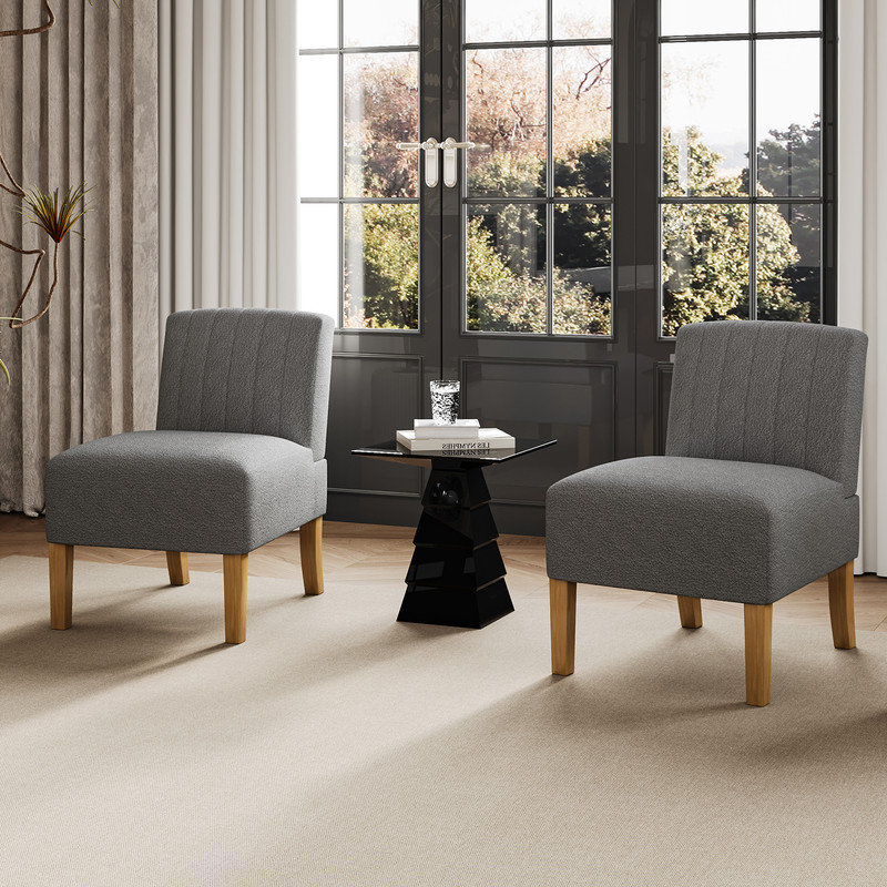 Devindra Upholstered Accent Chair, Gray Linen Blend