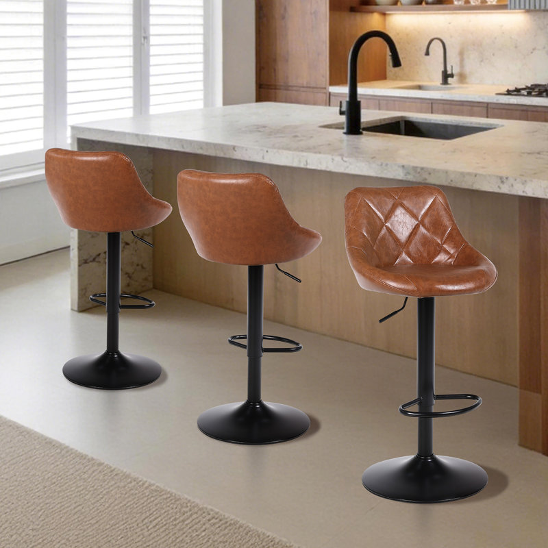 Tabouret de bar rotatif à hauteur ajustable Illyas, 3, Brun