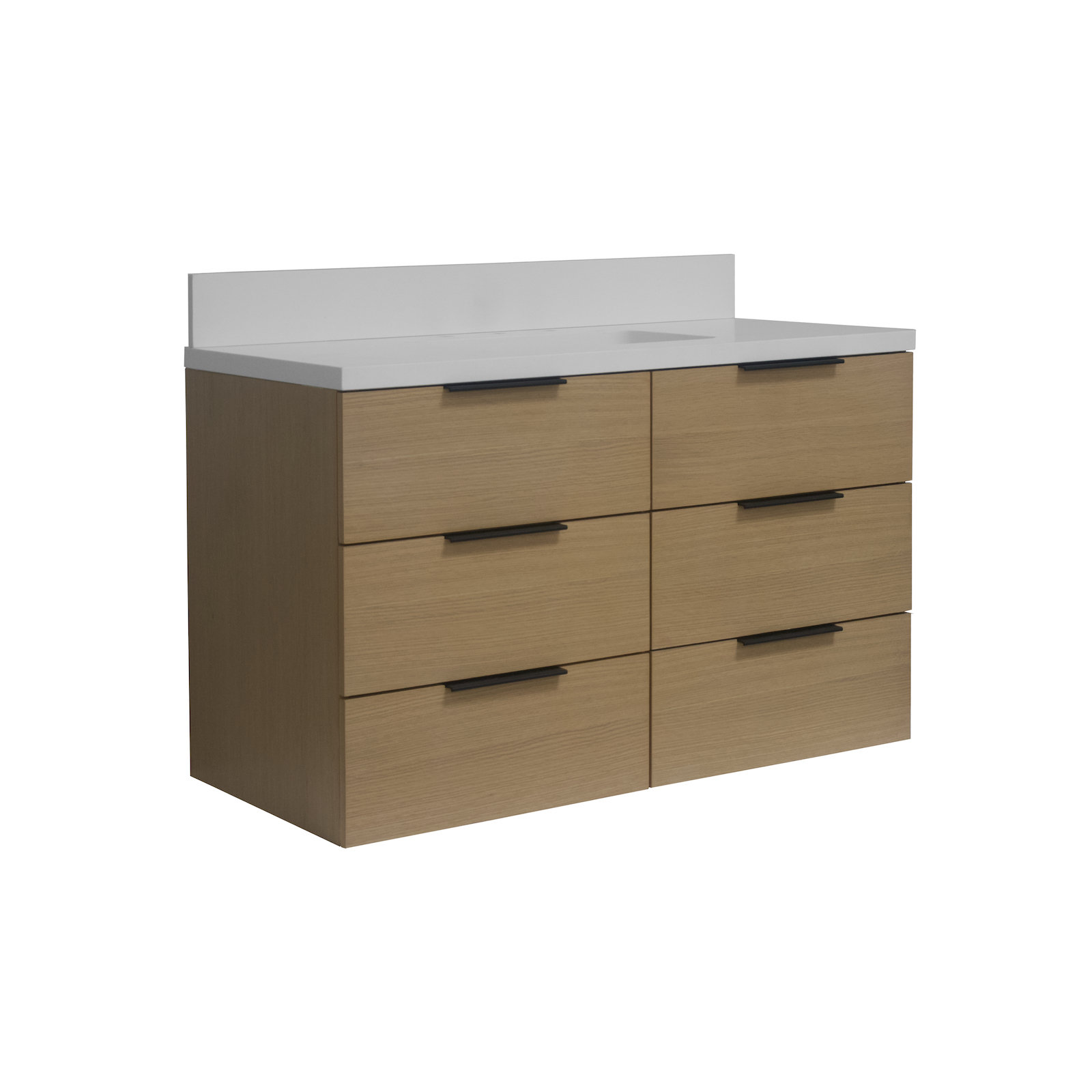 Mitchell 42'' Single Bathroom Vanity, Blonde Wood, Matte White Quartz