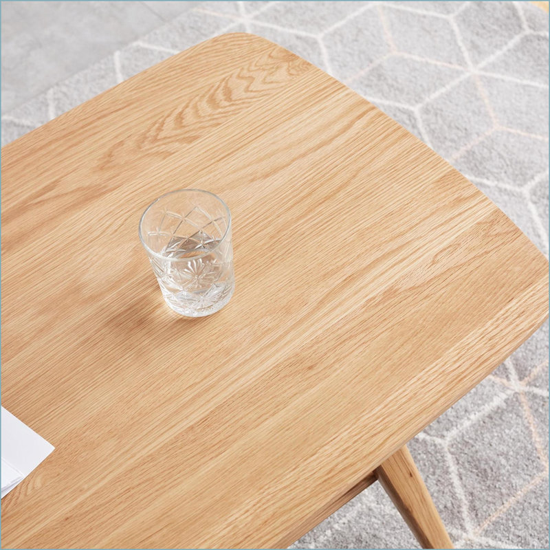 Solid Oak Coffee Table for Living Room with 2-Tier Storage, Easy Assembly &amp; Clean