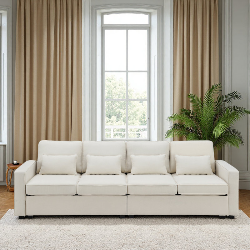 Goutier Arm Sofa, Beige 100% Linen