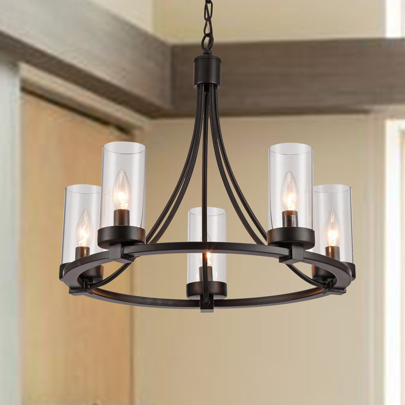 Lustree roue de wagone 5 lumières façon bougie Totnes